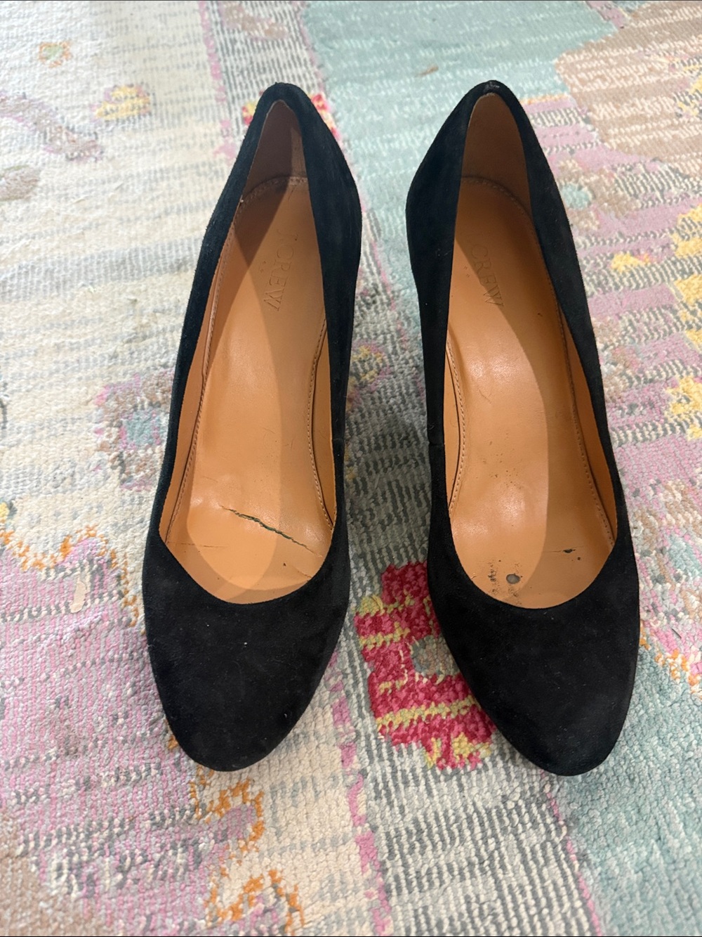 J. Crew Black Suede Classic Round-Toe Pumps